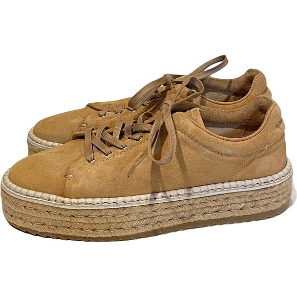 RAG & BONE Kent Espadrille Platform Sneakers Dune Tan Suede Womens Size 37 - Picture 6 of 12